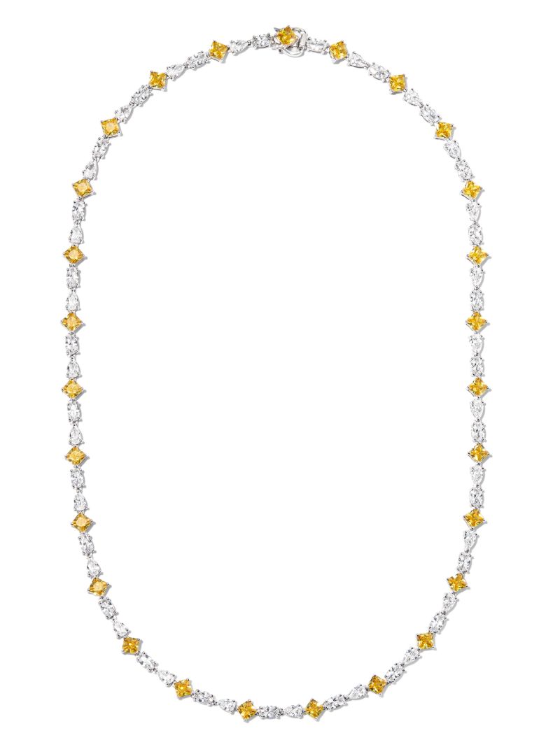 Sterling Silver Multi Cut Crystal Tennis Necklace