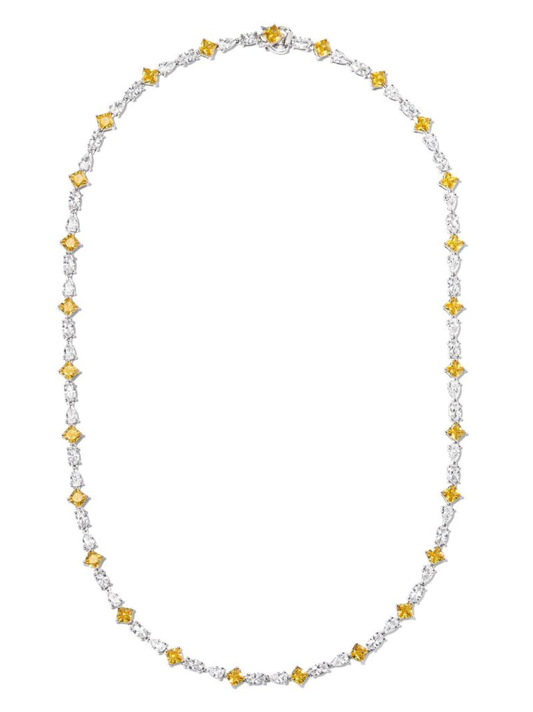 Sterling Silver Multi Cut Crystal Tennis Necklace