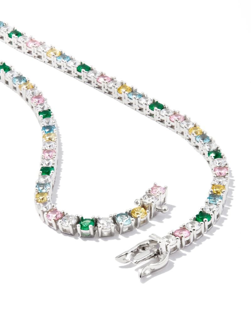 Sterling Silver Rainbow Crystal Tennis Necklace