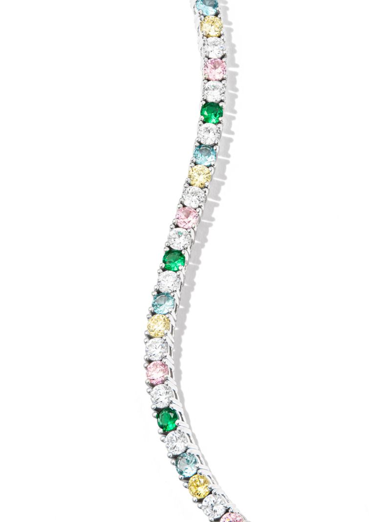 Sterling Silver Rainbow Crystal Tennis Bracelet