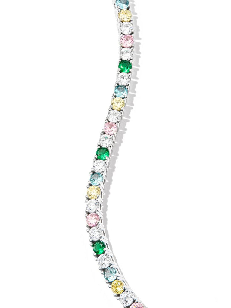 Sterling Silver Rainbow Crystal Tennis Bracelet