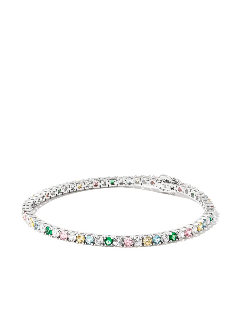 Sterling Silver Rainbow Crystal Tennis Bracelet