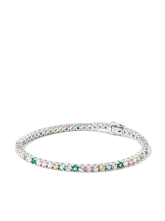 Sterling Silver Rainbow Crystal Tennis Bracelet
