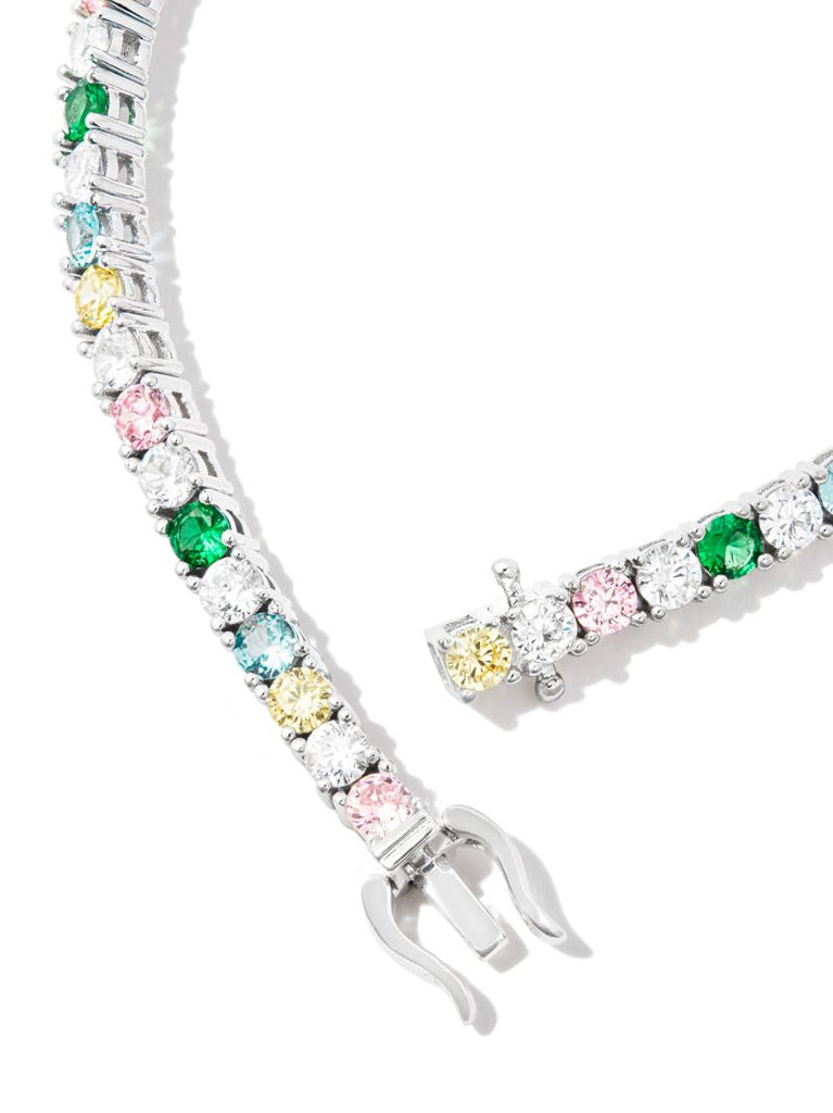 Sterling Silver Rainbow Crystal Tennis Bracelet