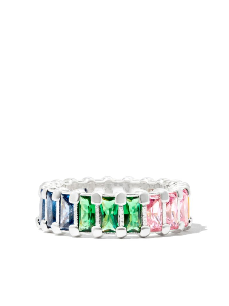 Sterling Silver Rainbow Crystal Eternity Ring