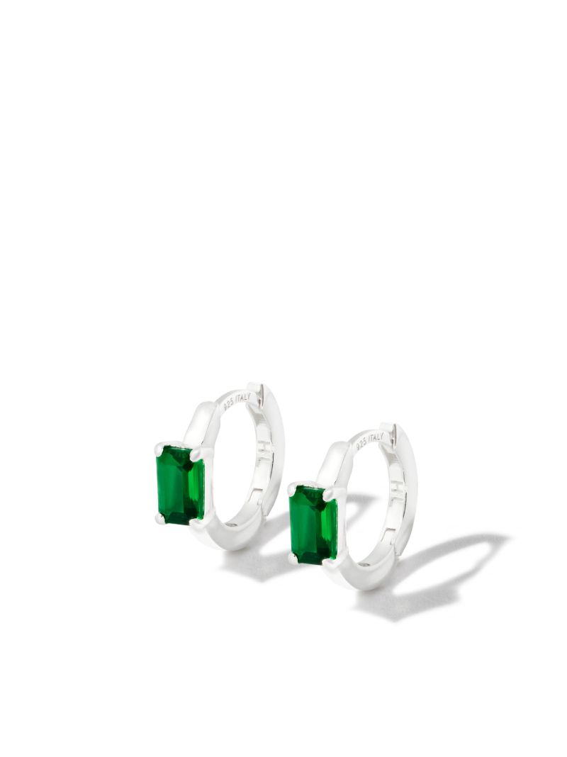 Sterling Silver Crystal Hoop Earrings