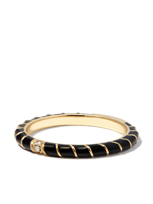 9k Yellow Gold Alliance Enamel Diamond Ring