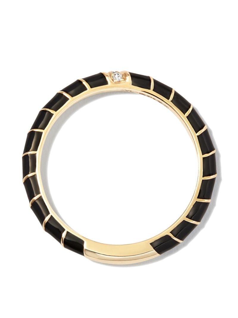 9k Yellow Gold Alliance Enamel Diamond Ring