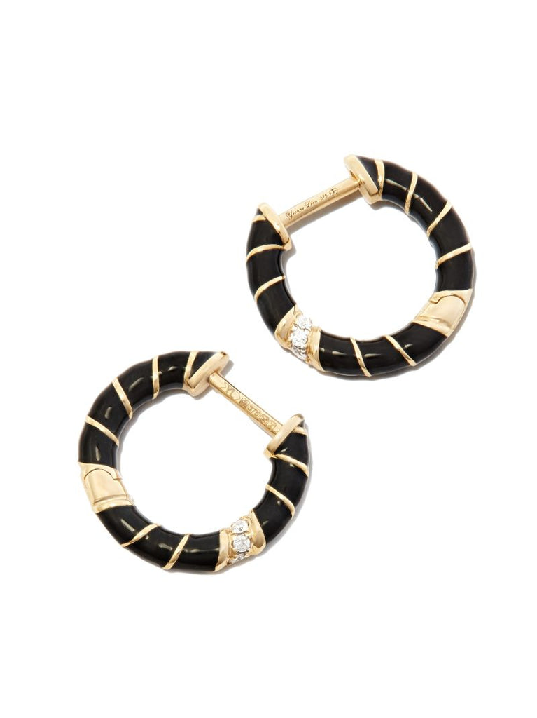 9k Yellow Gold Mini Torsade Diamond Hoop Earrings