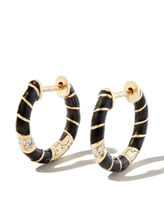 9k Yellow Gold Mini Torsade Diamond Hoop Earrings