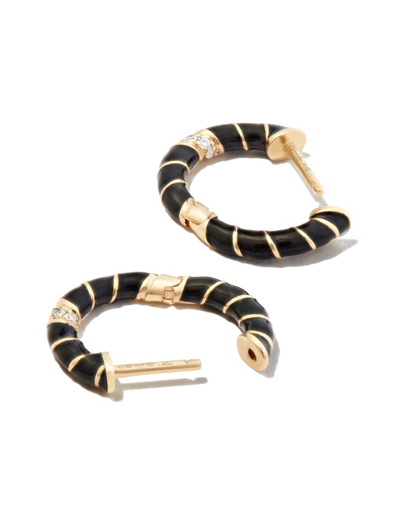 9k Yellow Gold Mini Torsade Diamond Hoop Earrings
