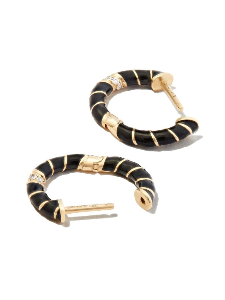 9k Yellow Gold Mini Torsade Diamond Hoop Earrings