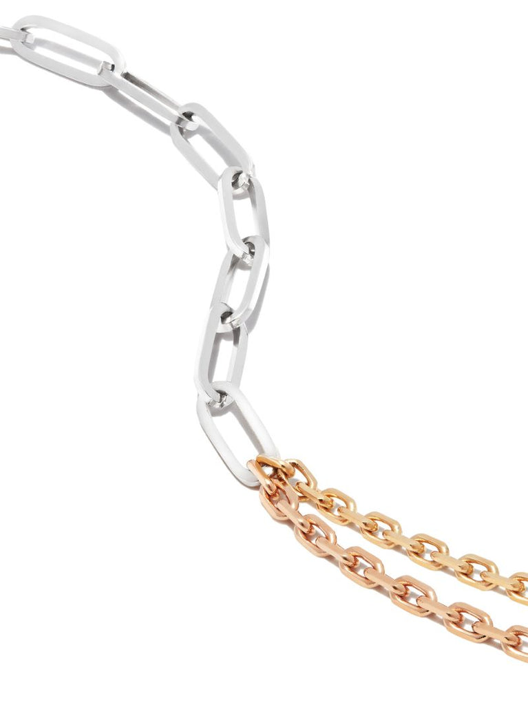 18k Yellow and White Gold Solitaire Chain Bracelet