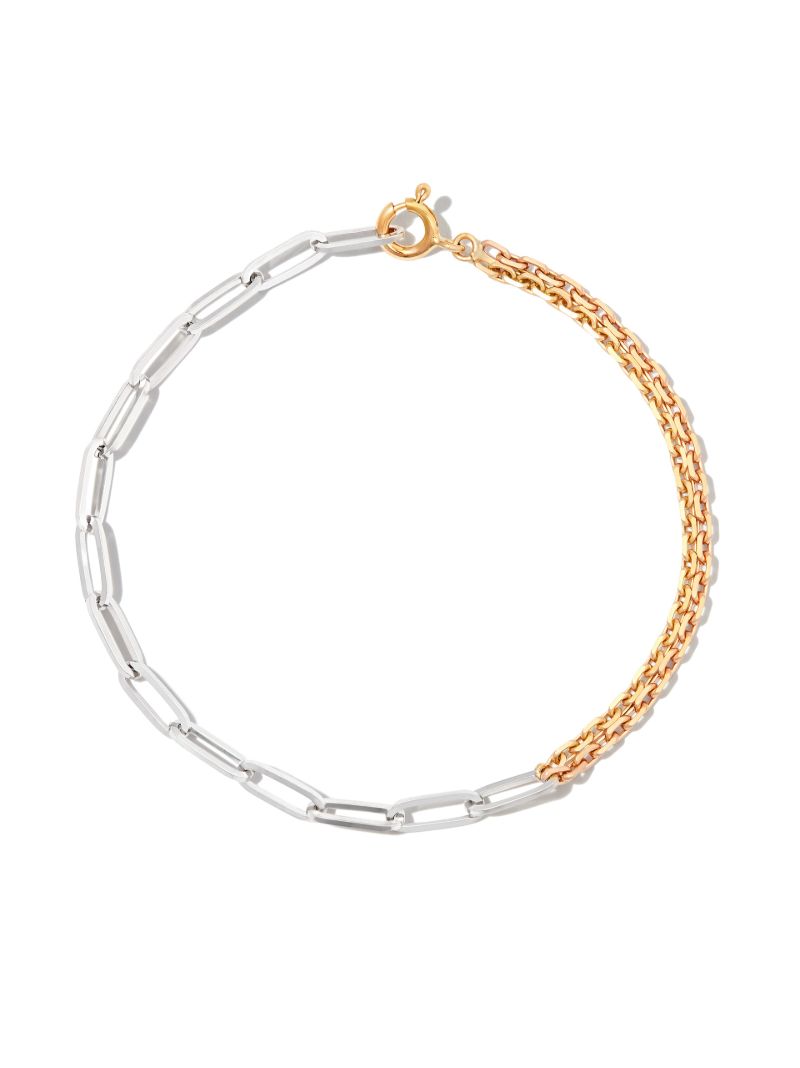 18k Yellow and White Gold Solitaire Chain Bracelet