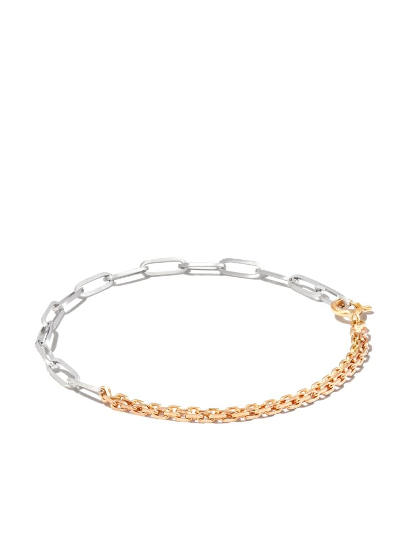 18k Yellow and White Gold Solitaire Chain Bracelet