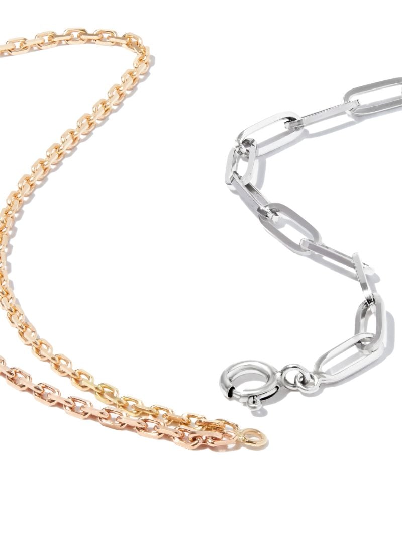 18k White, Yellow and Rose Gold Collier Solitaire Boucle Chain Necklace