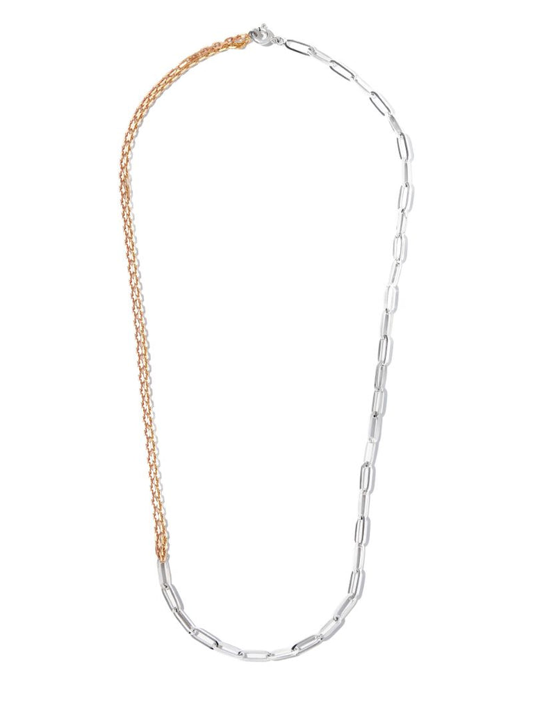 18k White, Yellow and Rose Gold Collier Solitaire Boucle Chain Necklace