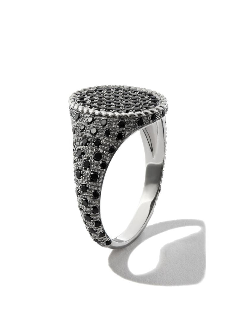 18k Black Gold Diamond Signet Ring