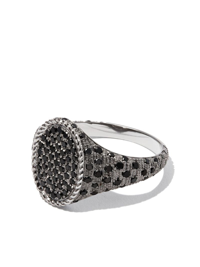 18k Black Gold Diamond Signet Ring