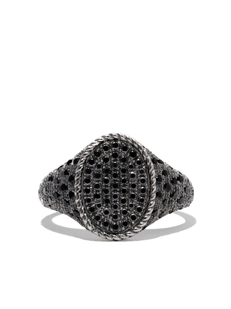 18k Black Gold Diamond Signet Ring