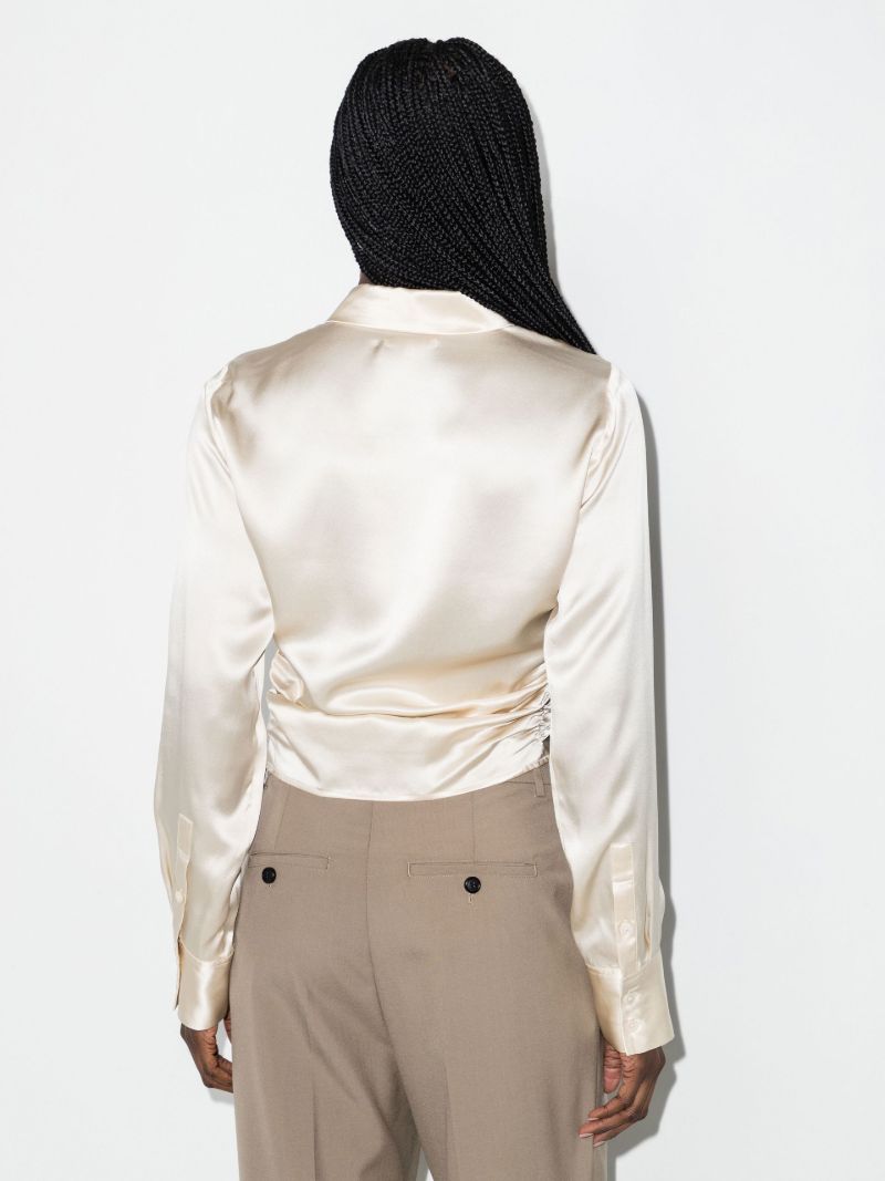 White Kendall Ruched Silk Top