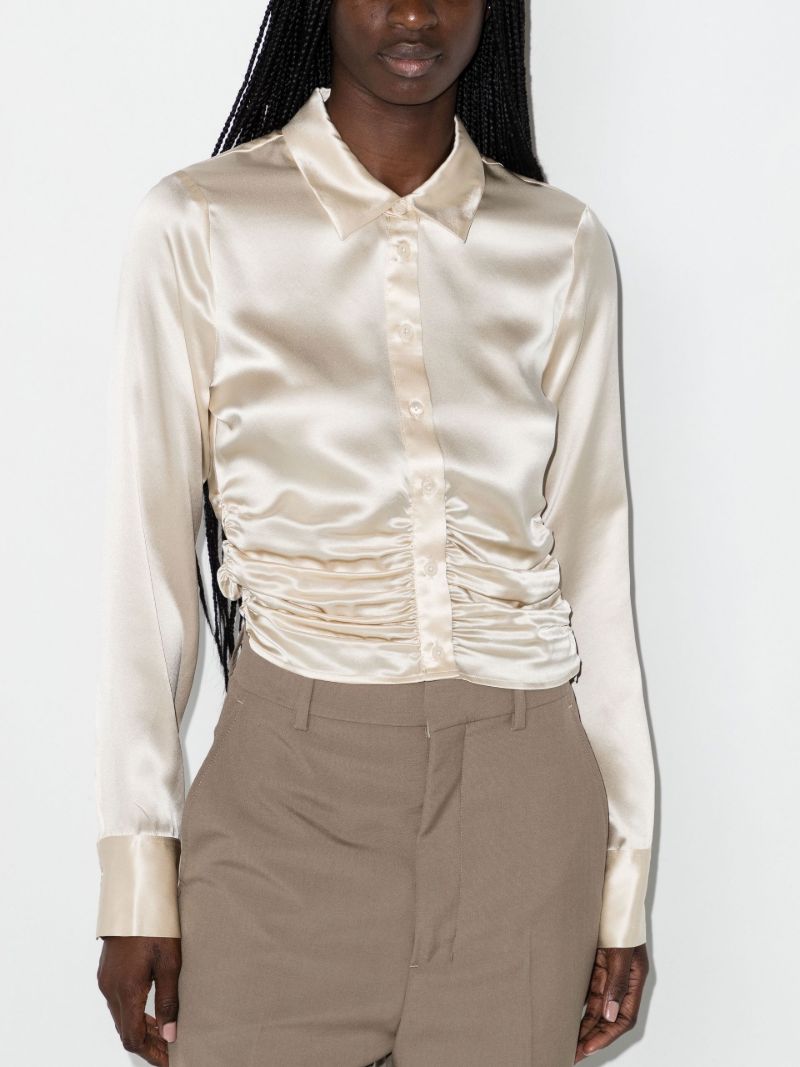 White Kendall Ruched Silk Top