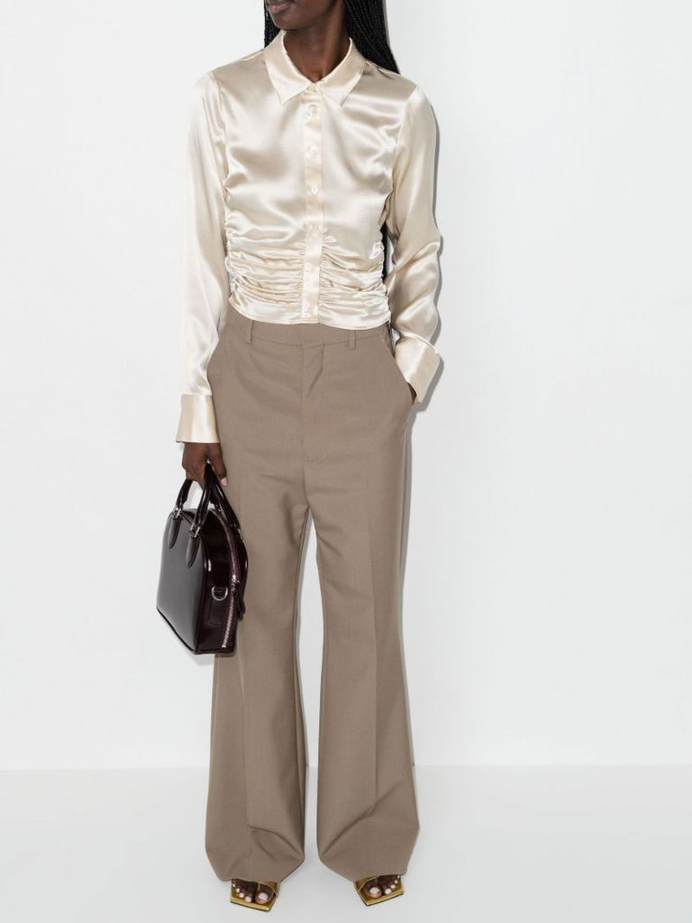 White Kendall Ruched Silk Top