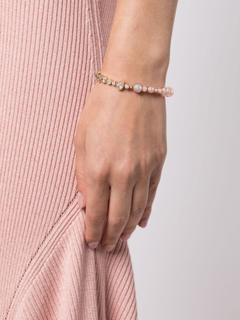 Gold Vermeil Float Pearl and Crystal Bracelet