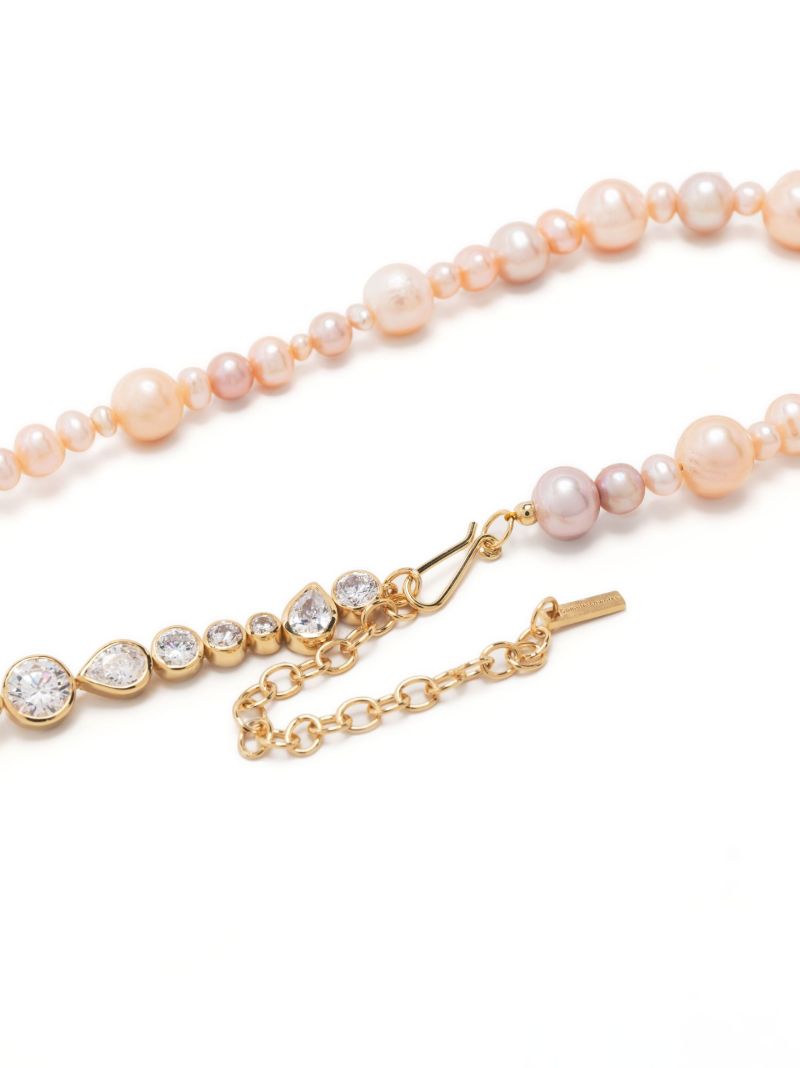 Gold Vermeil Glitch Ii Pearl and Crystal Necklace