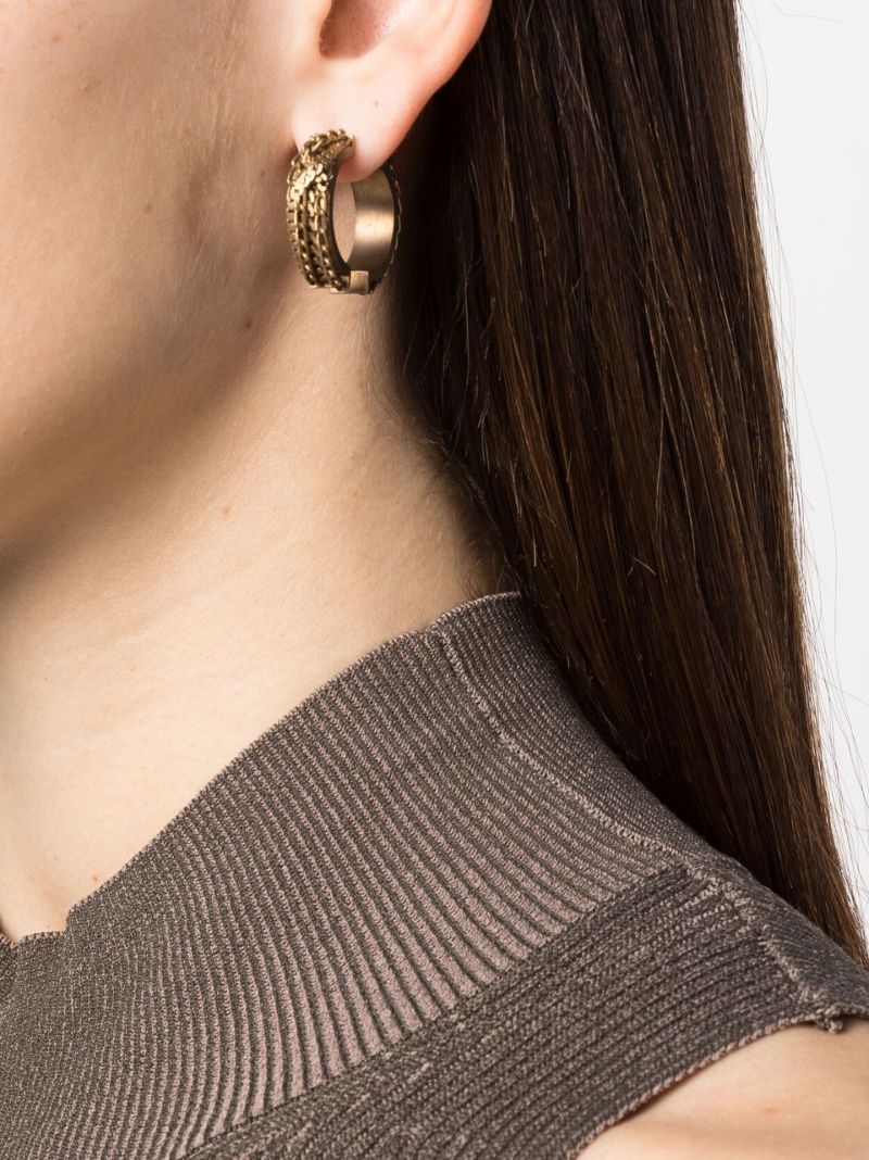 Gold-tone Chain Link Hoop Earring