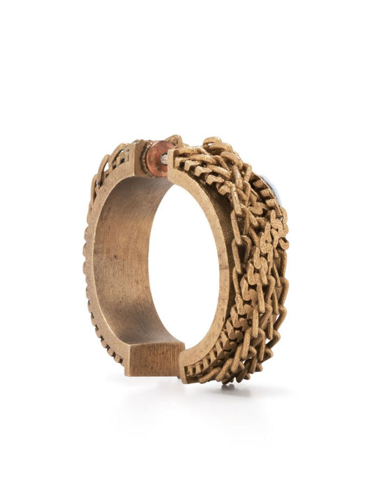 Gold-tone Chain Link Hoop Earring