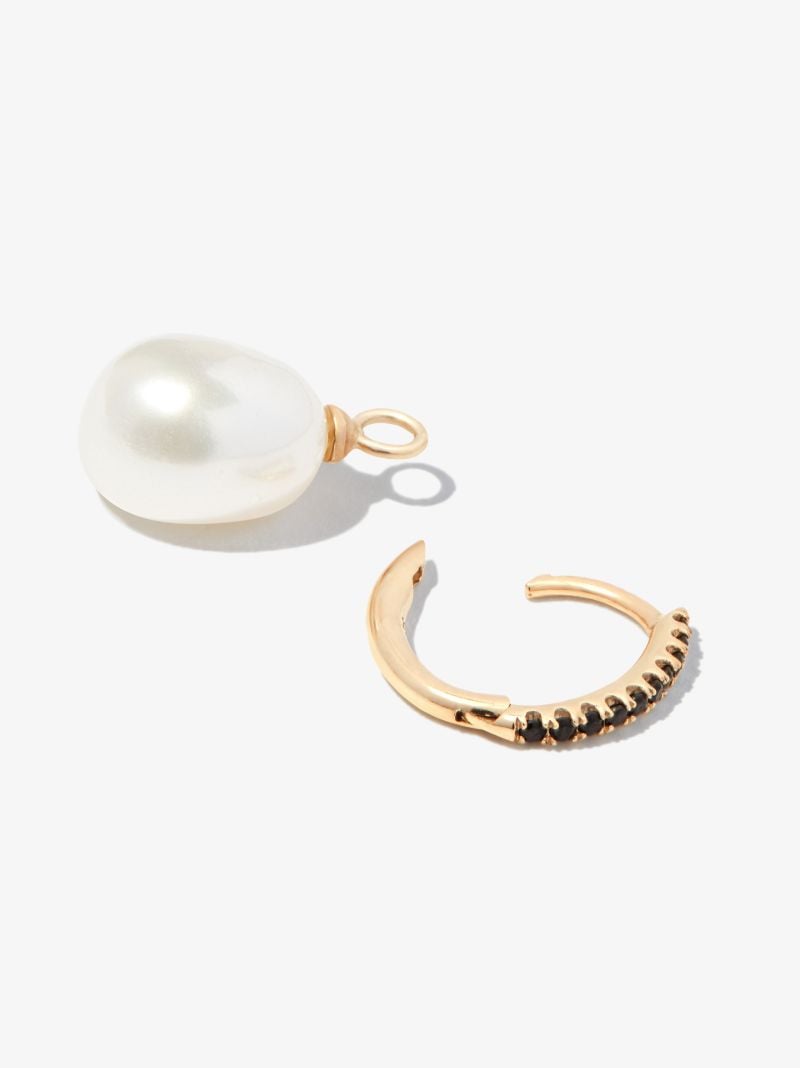 9k Yellow Gold Onyx Pearl Drop Earring