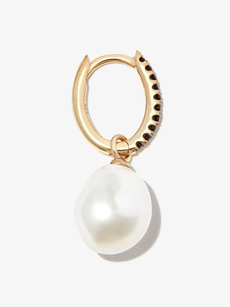 9k Yellow Gold Onyx Pearl Drop Earring