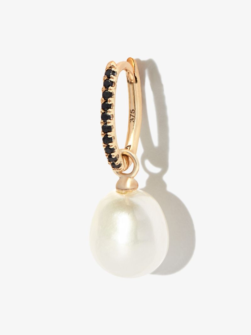 9k Yellow Gold Onyx Pearl Drop Earring