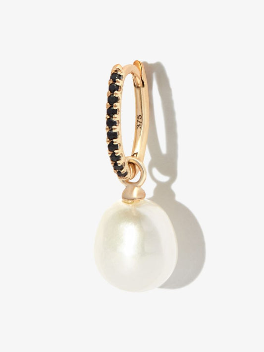 9k Yellow Gold Onyx Pearl Drop Earring