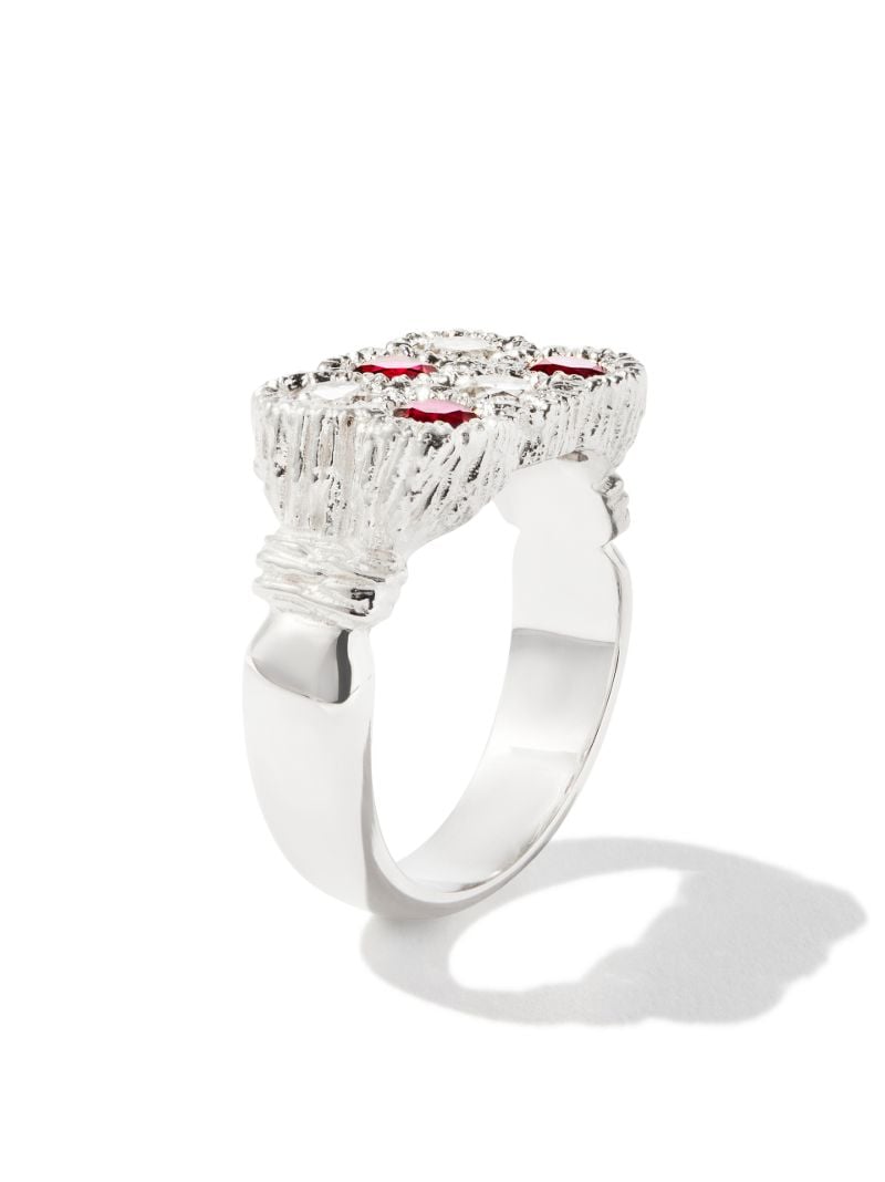 Sterling Silver Flowers Grow Together Sapphire Ring