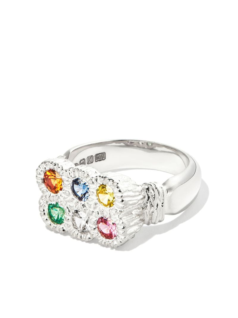 Sterling Silver Flowers Grow Together Sapphire Ring