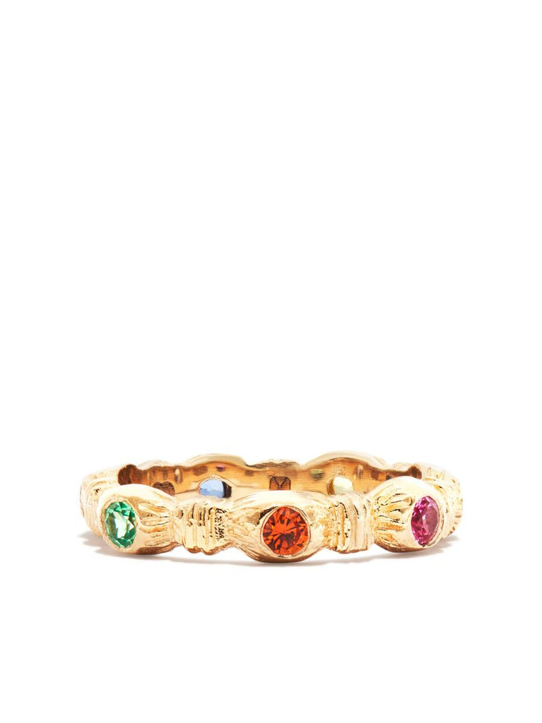 9k Yellow Gold Nature Round Root Sapphire Ring