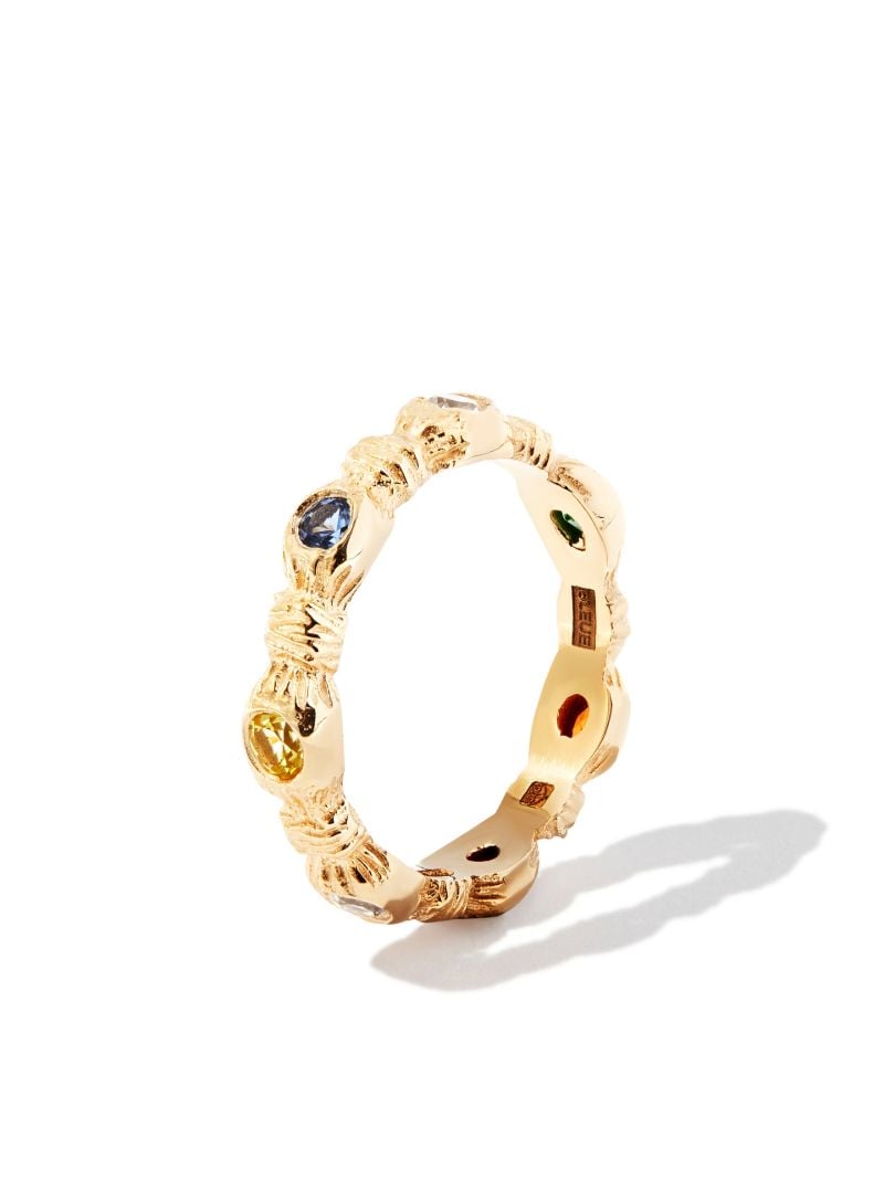 9k Yellow Gold Nature Round Root Sapphire Ring