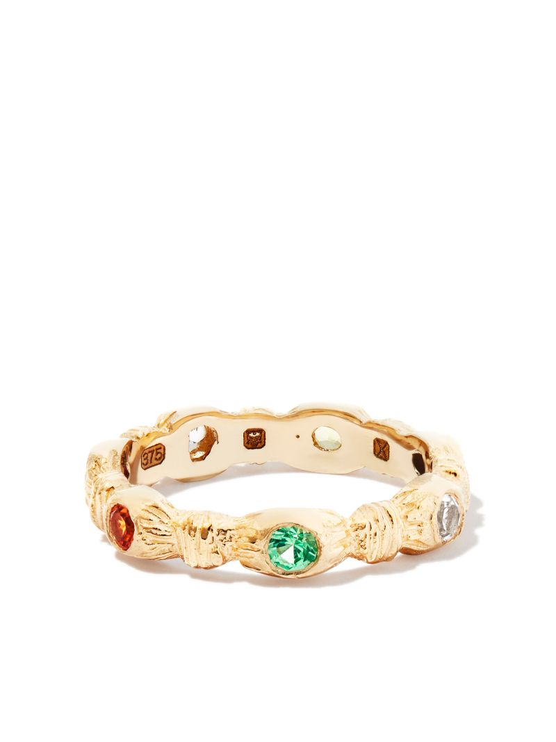 9k Yellow Gold Nature Round Root Sapphire Ring