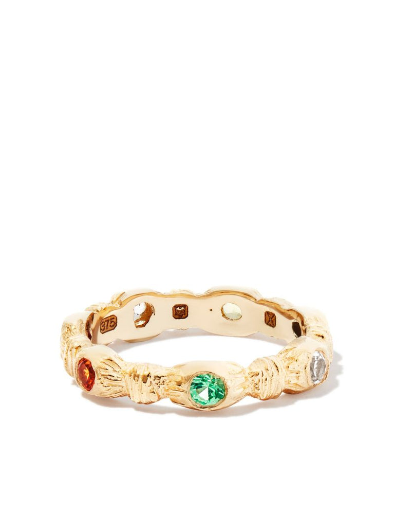 9k Yellow Gold Nature Round Root Sapphire Ring