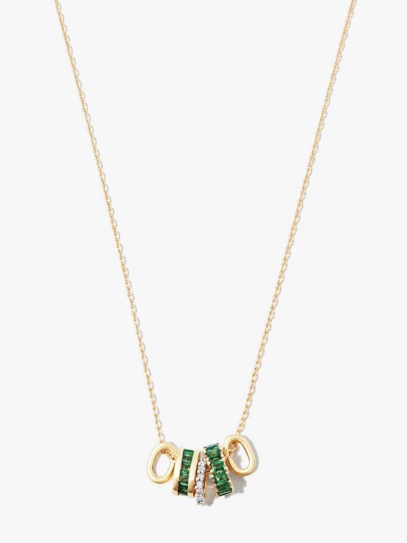 14k Yellow Gold Rager Emerald and Diamond Necklace