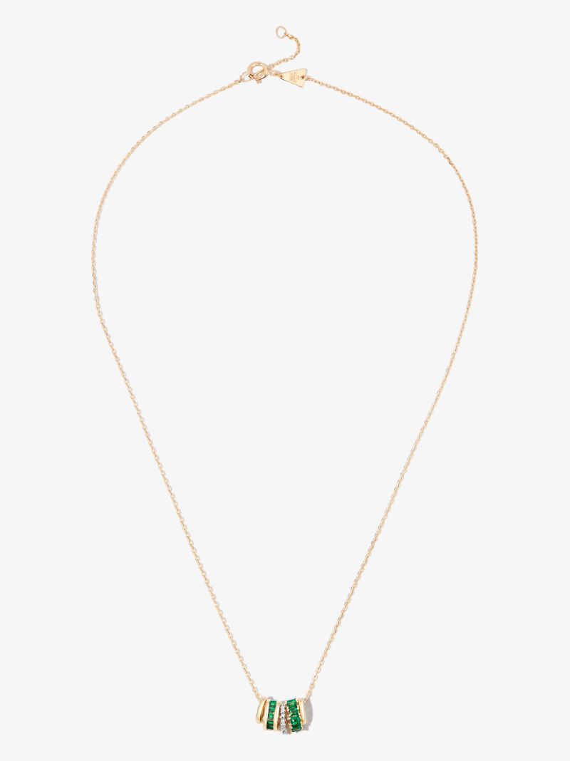 14k Yellow Gold Rager Emerald and Diamond Necklace
