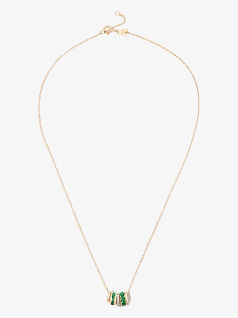 14k Yellow Gold Rager Emerald and Diamond Necklace