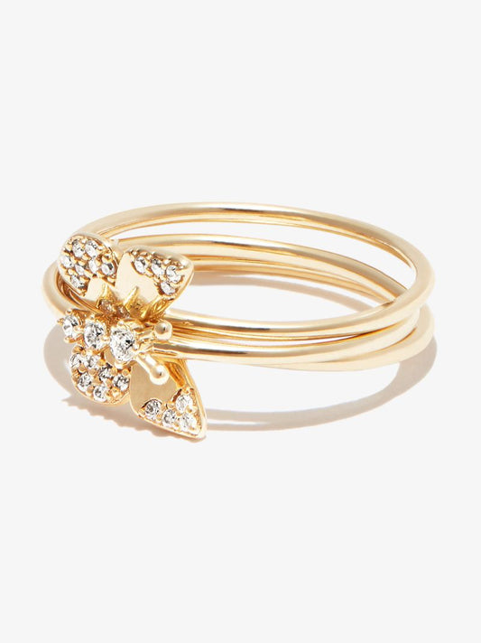 14k Yellow Gold Enchanted Butterfly Diamond Ring Set