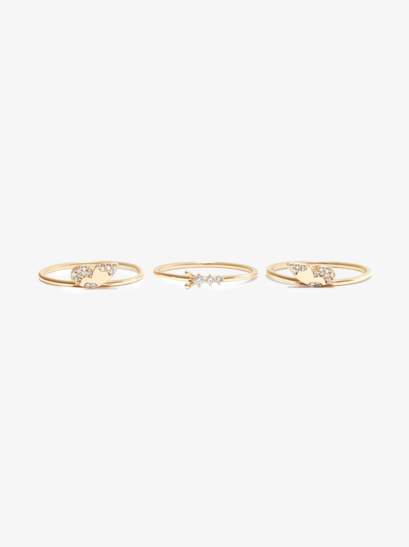 14k Yellow Gold Enchanted Butterfly Diamond Ring Set