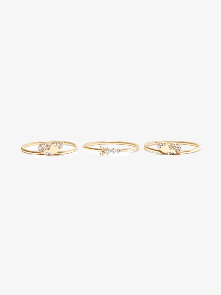 14k Yellow Gold Enchanted Butterfly Diamond Ring Set