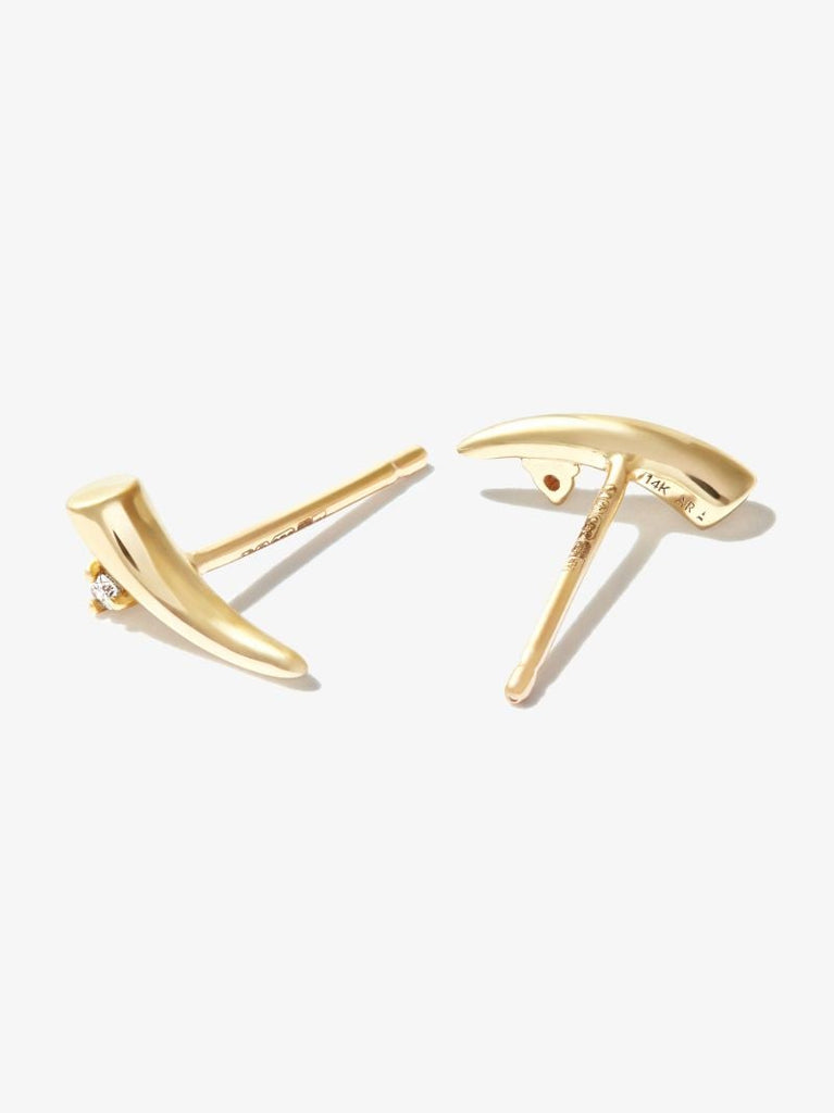 14k Yellow Gold Thorn Diamond Stud Earrings