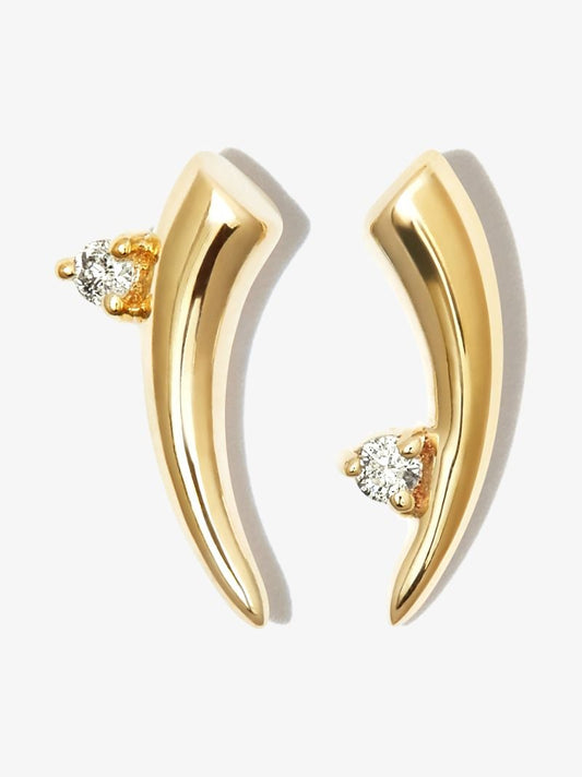 14k Yellow Gold Thorn Diamond Stud Earrings