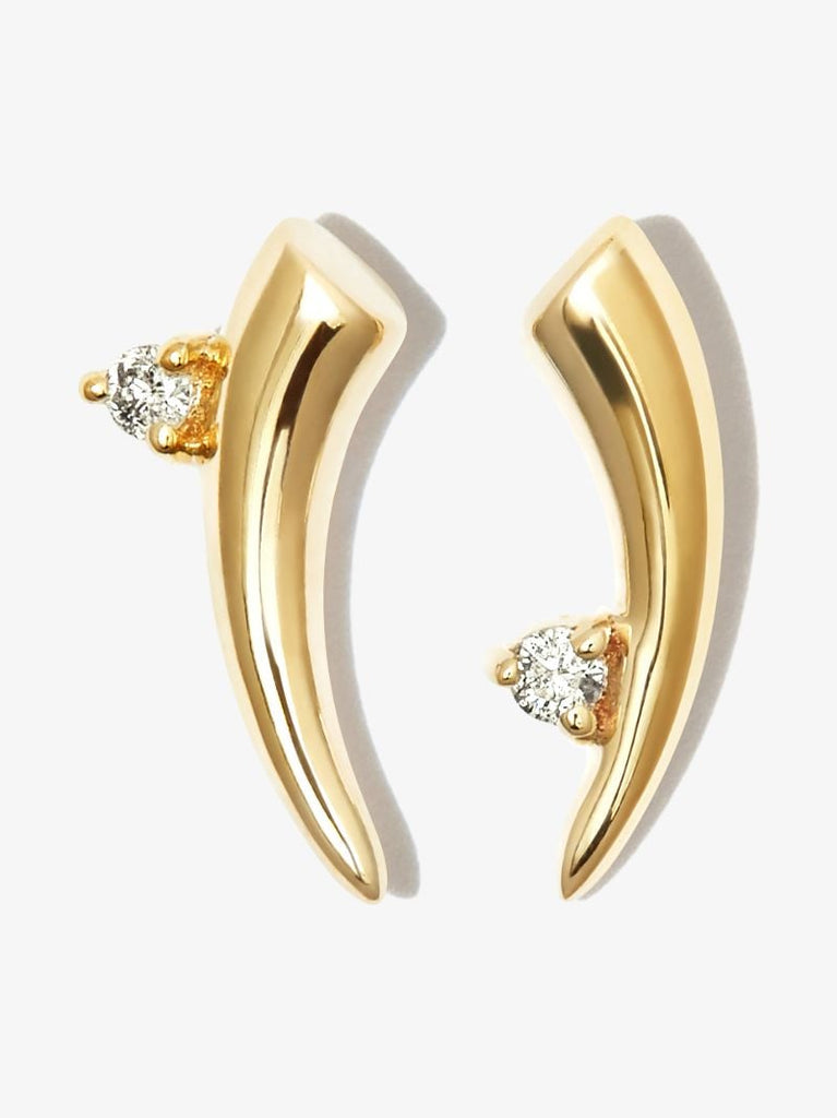 14k Yellow Gold Thorn Diamond Stud Earrings